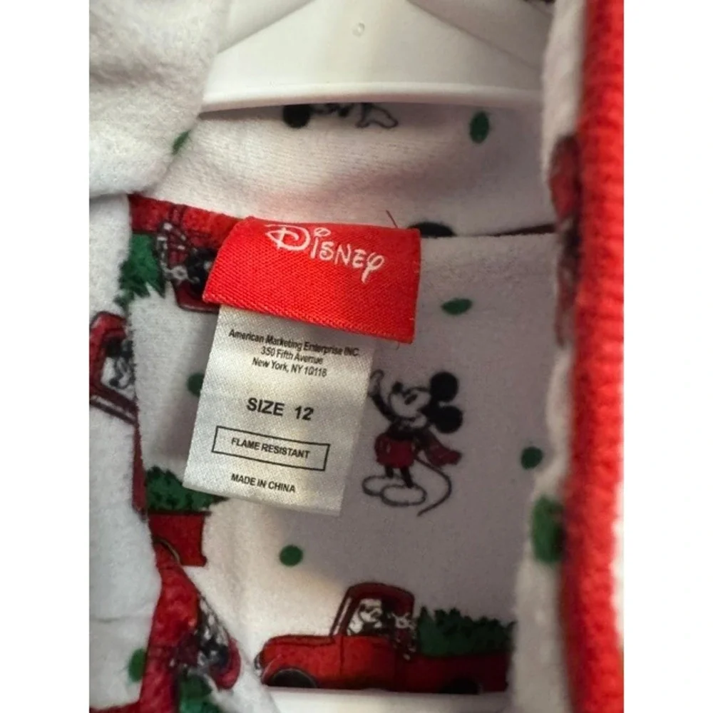 Disney Mickey Mouse Christmas Fleece Pajama Set Kids Size 12 Red Truck Holiday